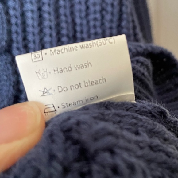 Blue Turtleneck Cable Knit Sweater - Picture 6 of 6